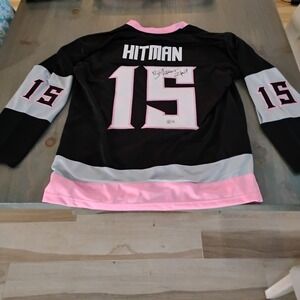 Bret Hitman Hart Signed Calgary Hitmen Hockey Jersey Beckett COA XL WWE SEE PICS
